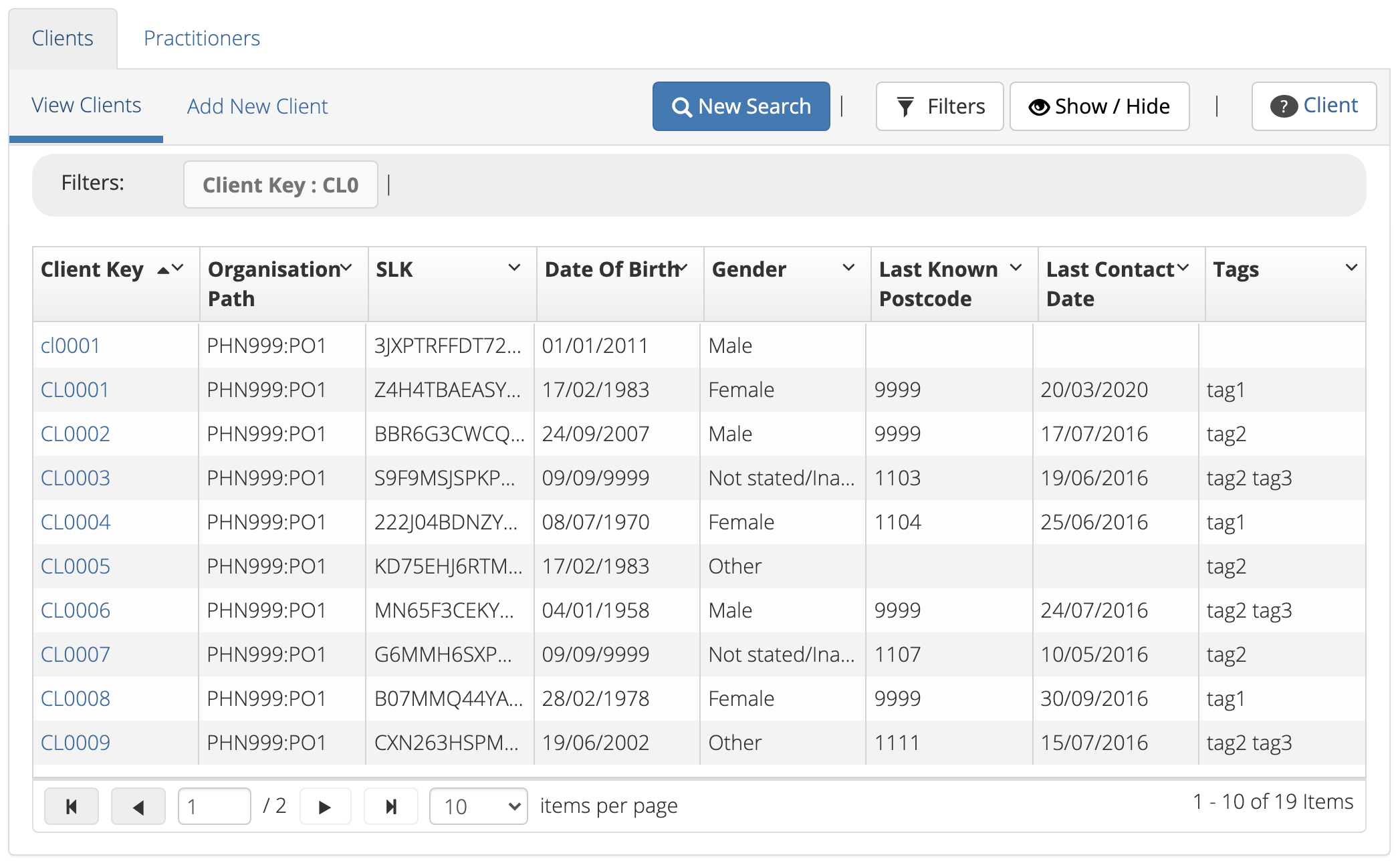 Client Search View