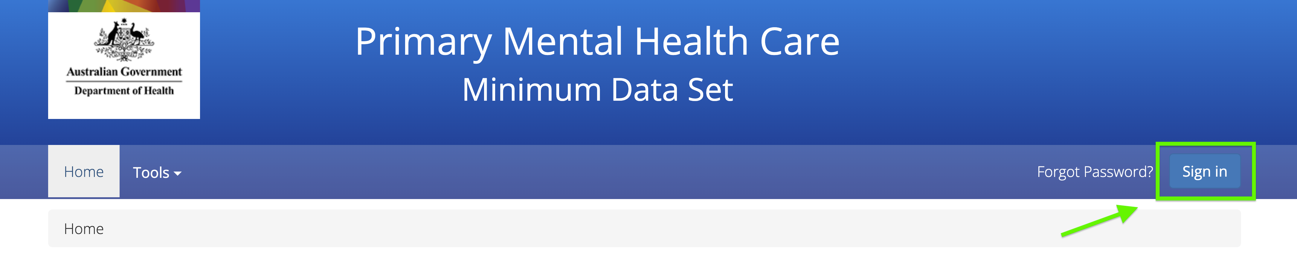 PMHC MDS Sign In Button