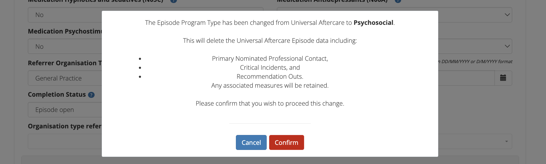Client Episodes UA Delete Details