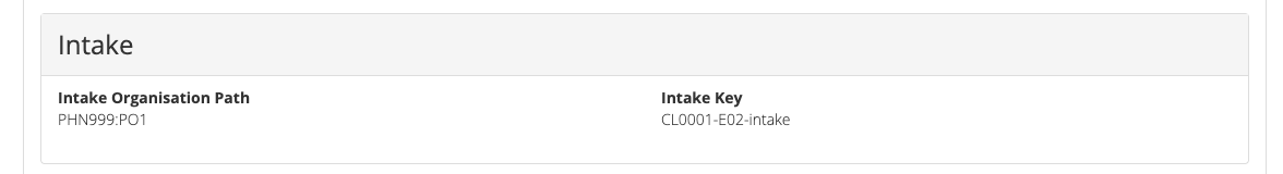Client Data View Intake Episode